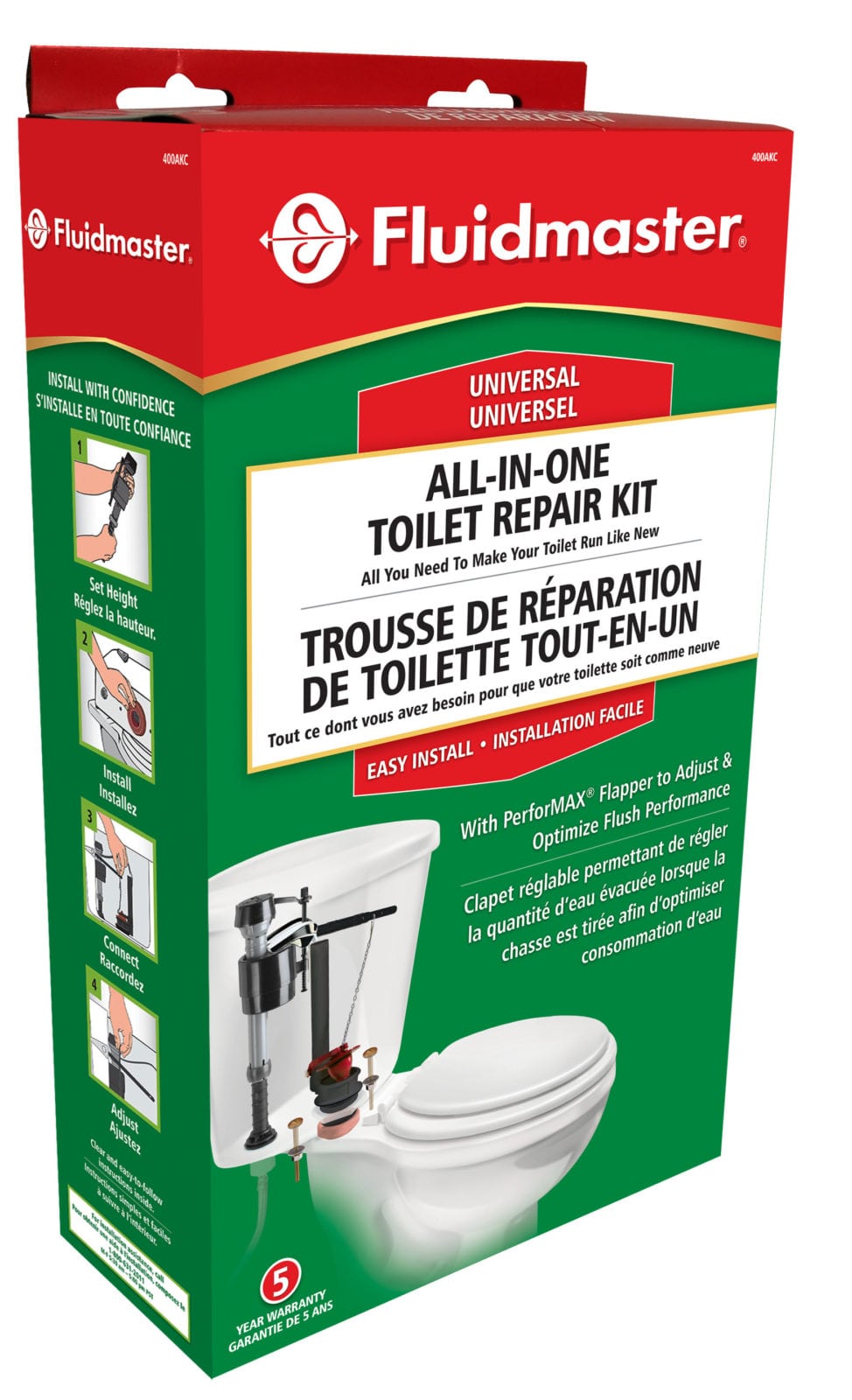 Kit de réparation complet pour réservoir de toilettes de 3,8 l (1,6 gal) et  plus par chasse d'eau de FLUIDMASTER